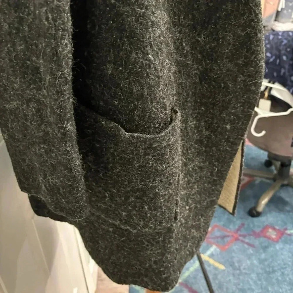 Zara knit coatigan waterfall drape dark gray and cream size small 4/6 - Picture 6 of 8